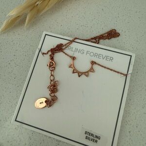 Rose Gold plated 925 silver Spike Crescent Necklace